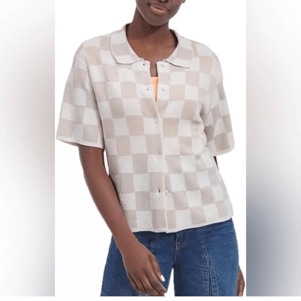 UGG Beige Checkered Button Down Shirt NWT - image 1